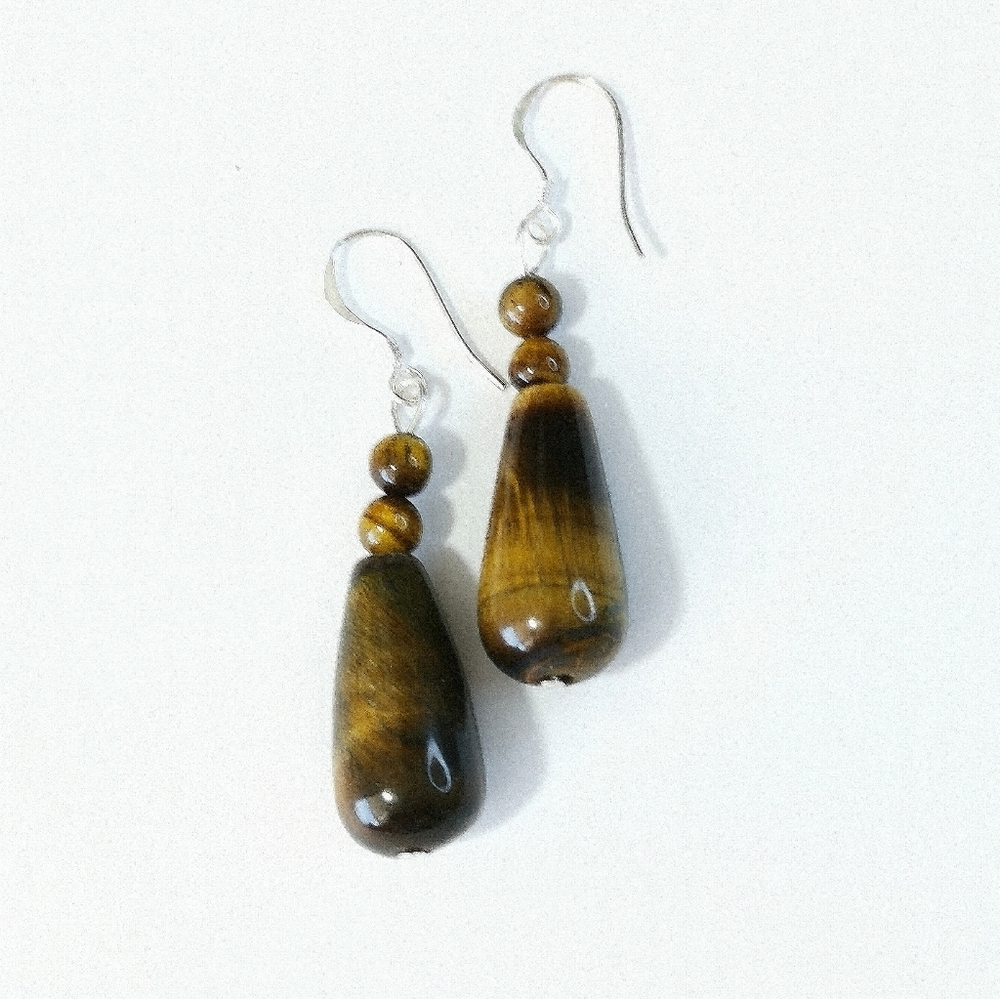 Sterling silver Tiger's Eye dangle earrings 🆕